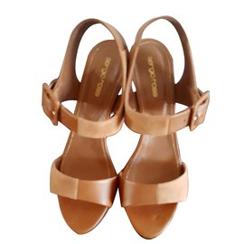 Sandali Sergio Rossi in pelle e scamosciato caramel