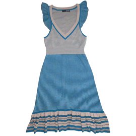 Liu.Jo Liu Jo Elastisches Kleid aus Baumwolle Blau Beige