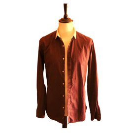 Camisa The Kooples de algodón vichy burdeos y gris