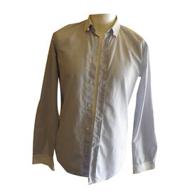 Camicia Sandro a righe blu e bianche in cotone