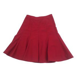 Paule Ka Pleated Red Wool Skirt Size 38