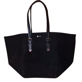Borsa Shopping Ikks in Pelle Scamosciata Nera