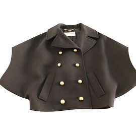 Saint Laurent Jacke Cape aus Wolle Schwarz