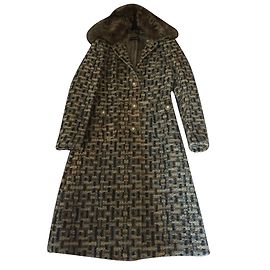 Abrigo Dolce & Gabbana de lana azul tweed con cuello de piel