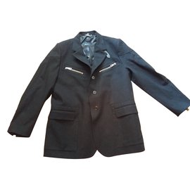Jaqueta blazer Versace Lorenzo preta de algodão masculina