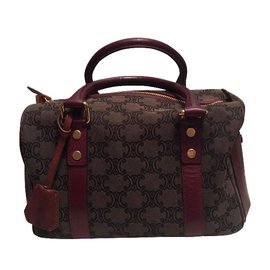 Borsa a mano Céline Monogramma in Tela Bordeaux