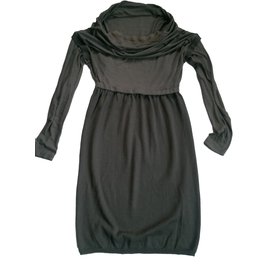 Vestito Patrizia Pepe Kaki a Maniche Lunghe Bi Materiale