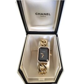 Chanel Premiere Uhr Gelbgold und Diamanten Schwarz