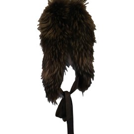 Fox Fur Collar Coat Khaki - Autre Marque