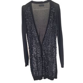 Ikks Schwarze Strickjacke aus Baumwolle mit Pailletten Größe L
