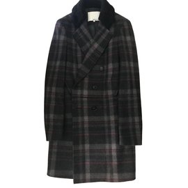 3.1 Phillip Lim Wollmantel Karo Grau