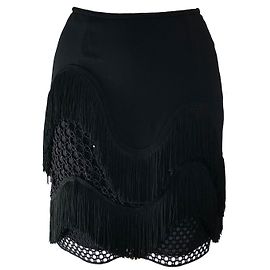 Falda Stella Mc Cartney negra de rayón con encaje macramé