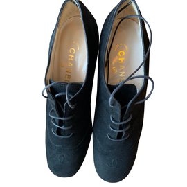 Ante negro, oxfords con cordones - Chanel