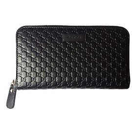 Cartera con cremallera Gucci Micro de piel negra