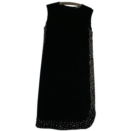 Vestido Galliano negro de poliéster