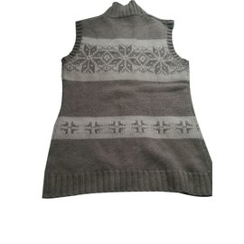Strickjacke aus Kaschmir in Beige und Cremeweiß gemustert - Autre Marque