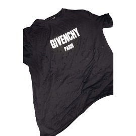 Camiseta Givenchy de algodón negra con letras blancas