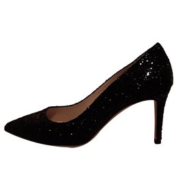 Décolleté Alberto Guardiani in pelle nera glitterata tacco 8cm