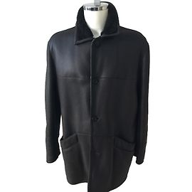 Autre Marque Cappotto 3/4 in pelle di agnello nero uomo