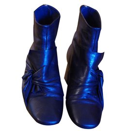 Topshop Botín nudo de cuero negro