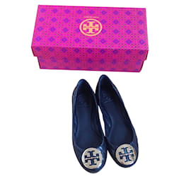Tory Burch Ballerinas aus schwarzem gestepptem Leder 37