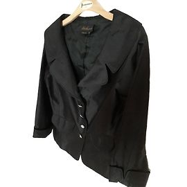 Autre Marque Luisa Spagnoli Silk Spencer Jacket Black Swarovski Buttons
