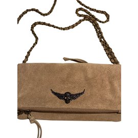 Zadig & Voltaire Rock Clutch Bag Beige Nubuk