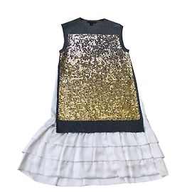 Abito Louis Vuitton in cashmere e seta grigio con paillettes