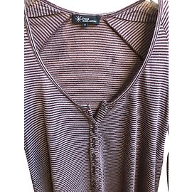 Isabel Marant Etoile T-shirt in lino a righe Grigio Bordeaux