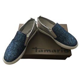 Tamaris Mokassins blau und silber Größe 38 - Autre Marque