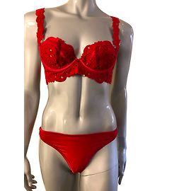 Autre Marque Conjunto de Lencería Rojo Ravage Top y Tanga 85B