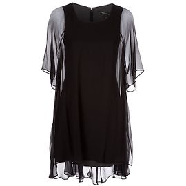 Autre Marque Theyskens' Theory Dalmy Fishu Kleid aus Seide und Wolle Schwarz Dunkelgrau