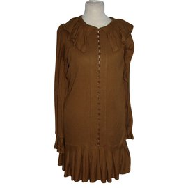 Vestido de seda Marc by Marc Jacobs Cognac