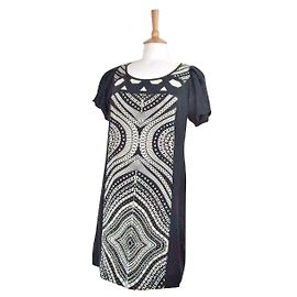 Tibi Vestido de seda blanco y negro