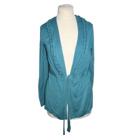 Escada Strickjacke aus Wolle und Seide Türkis