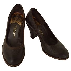 Décolleté Dries Van Noten in pelle marrone