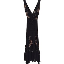 Temperley London Maxikleid aus schwarzer Seide mit Perlen