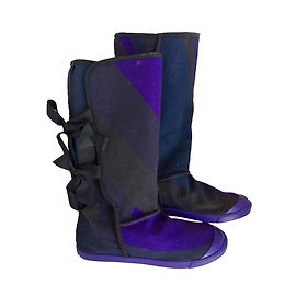 Kenzo Stiefel Lila Grafik Stoff Schwarz Blau Größe 37
