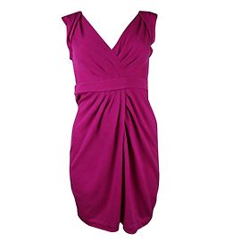 Diane Von Furstenberg Woll Jersey Kleid V Ausschnitt Fuchsia
