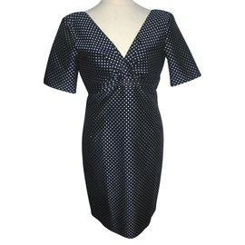 Paul & Joe Gepunktetes Baumwollkleid Weiß Blau
