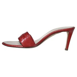 Mules Yves Saint Laurent Rive Gauche en cuir rouge