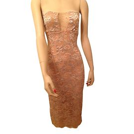 Autre Marque Abendkleid France Lorenzi in goldener Spitze mit Swarovski