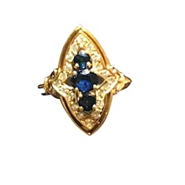 Autre Marque Marquise ring in 18k yellow gold with sapphires and diamonds