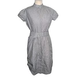Vestido camisero Diane Von Furstenberg Falk de algodón blanco y gris