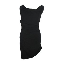 Helmut Lang Kleid Schwarz Ruched Peekaboo