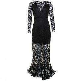 Super Trash Schwarzes Spitzenkleid mit langen Ärmeln