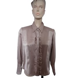 Autre Marque Gérard Pasquier Satin-Kreppbluse in Beige