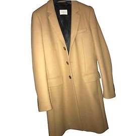 Cappotto lungo Sandro in lana beige camel