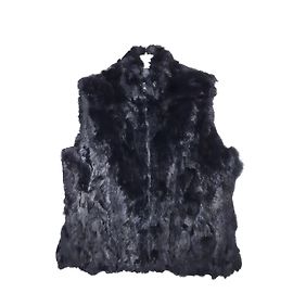 Autre Marque Chaqueta sin mangas de piel de conejo Carla Negra