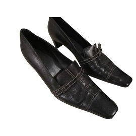 Céline T 37.5 C Loafer aus schwarzem Leder
